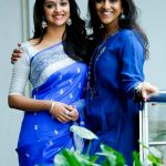 Keerthy Suresh, hd, girls, saree, blue saree