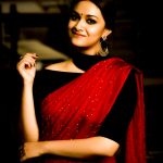 Keerthy Suresh, hd, red dress, saree, cute