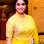 Keerthy Suresh, hd, yellow, saree, seemaraja