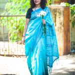 Maalavika Sundar,  blue saree