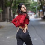 Ruhani Sharma, back side, black pant