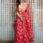 Sakshi Agarwal, Jeyikkira Kuthira Actress, red saree, treditional