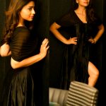 Shriya Saran, hair style, black dress, actress