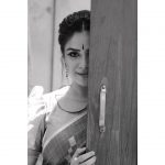 Sreemukhi, black and white, saree