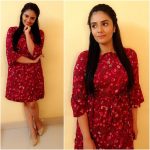 Sreemukhi, red dress