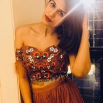 Shraddha Das, Kotigobba 3 heroine, brown dress, lighting