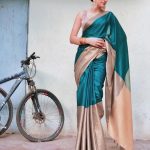 Shraddha Das, Kotigobba 3 heroine, green saree, traditional, cycle