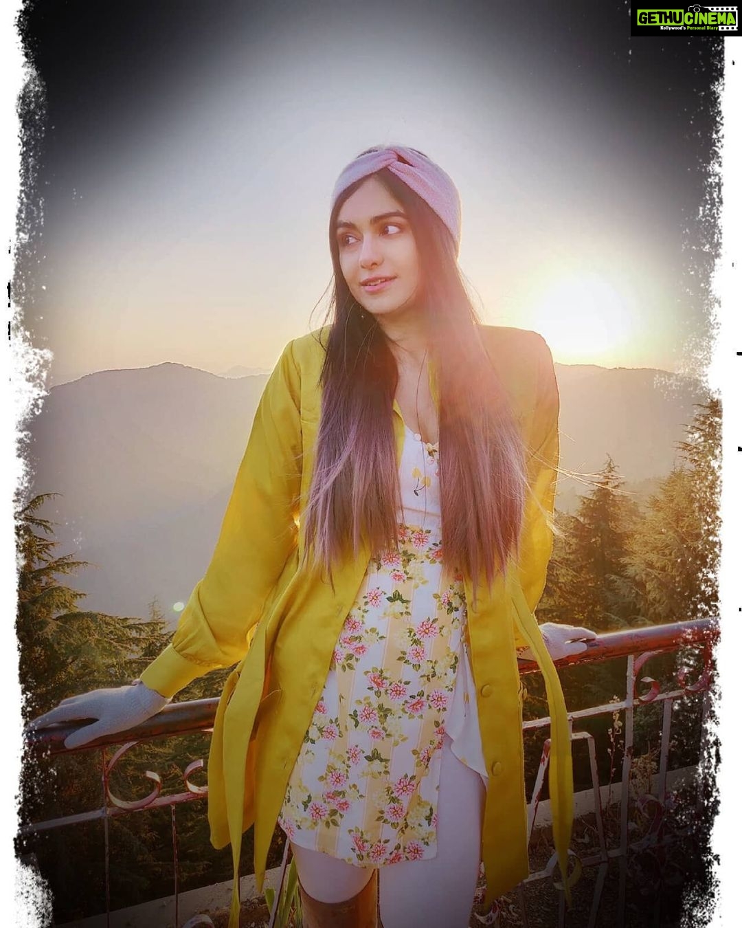 Adah Sharma Instagram - Sunrise or Sunset?🙃🙃🙃 Sahi jawaab ko milega the half bitten piece of sandwitch in my hand 🥪 #AfterSunrise #BeforeSunset . #100YearsOfAdahSharma #adahsharma #NewMovieNewLook . . . Styled by - @juhi.ali Hair- @snehal_uk Overlayer jacket- @moonstruckbyss Dress - @mirrorthestore Shoes - @miumiu Mussoorie