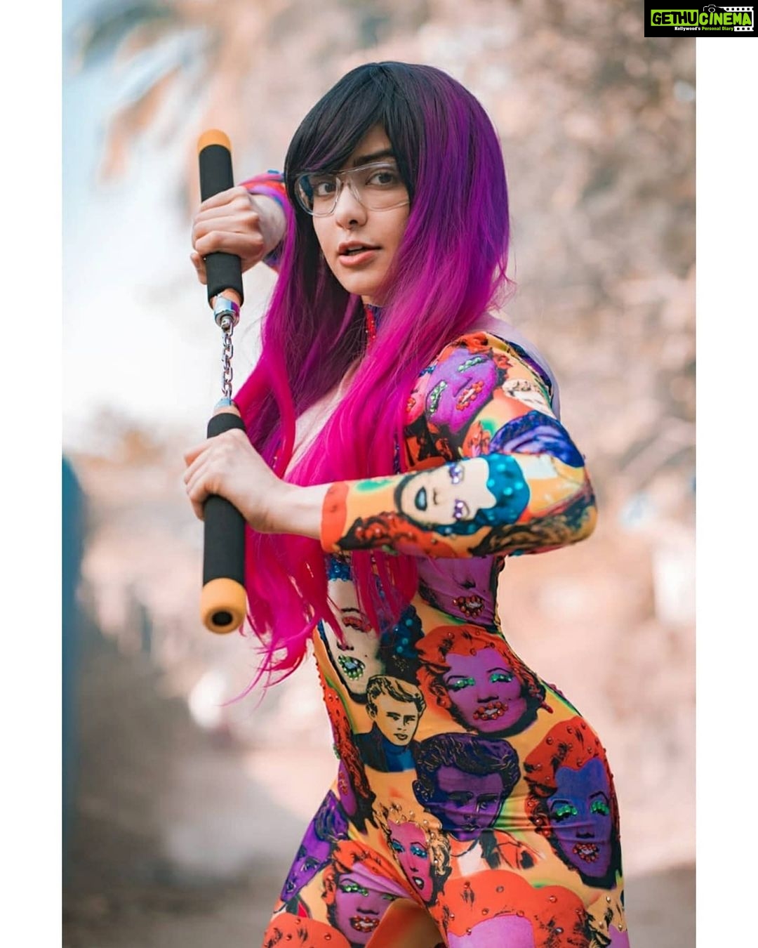 Adah Sharma Instagram - I'm the baaad guy....No yaa ! I beat up the bad guy...duh ššš . Adah Sharma's matrimonial profile will read : Sits under cars , makes fire , can clean a table but would rather stand on it , can beat the bad guy up or be the bad guy š u choose šš . . š @juhi.ali Hair and makeup Radha Sharma @adah_ki_radha šø @biryanimasala @ralph_paul_ Location @rodeodriveindia #100yearsofAdahSharma #adahsharma #nunchakunutan