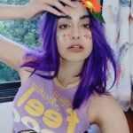 Adah Sharma Instagram – Which glasses?
Ek glassy ,do glassy, teen glassy ,chaar !
Put a flower on ur head and a mask on ur face , beat corona like a superstahh 😁*sing* 
#100YearsOfAdahSharma #adahsharma
.
Since Adah Sharma’s purple hair is trending I thought I’d also do some purple hair selfies 😁😁😁