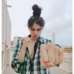Adah Sharma Instagram - Action!!! Oh lights and camera also 😁👊🦸 Checked Shirt Check Mate 😉 . . . 📸 World's most talented photographer (not) 🤪