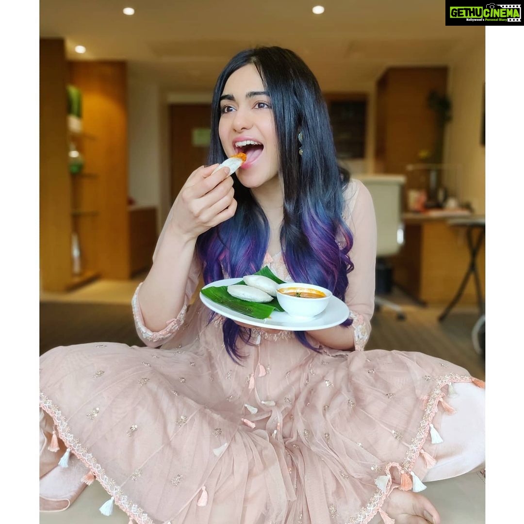 Adah Sharma Instagram - What are your Valentine's Day plans? . Mine is to keep calm and eat idlis (thinking of pizza) and watch #TuYaadAaya which has got a lot of millions views in less than a day and is trending and all also 😍 go watch if you haven't yet ! . And thank you for the love for those who have watched it and my 73 ex boyfriends (imaginary and real included 😉🤣) I was reading YouTube comments 😍😍😍😘 . Link in bio @tseries.official @adnansamiworld . Outfit - @aditisomani_india Jewellery - @j.singhjewellers Jootis - @thecinderellastoryofficial Styled by- @juhi.ali HMU- @snehal_uk @makeup_sid1 . . P.s. I hateeeee people I don't know taking pics when I'm eating 🤮🤢🤮🤢 and then share them ...so I decided we will only take and share officially 🤣 #100yearsofadahsharma
