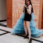 Adah Sharma Instagram - For the Success Party of #Commando3  Poll : BLUE 💙or BLACK 🖤 ? Which one do you like better? . I couldn't decide which outfit to wear so I wore both 😁😁😁😁!! So I went half as a delicate Disney Princess and the other half was Badass Bhavana Reddy 😈😈😈💪💪👊👊 So for 2events in one night - #filmfareglamourandstyleawards and the yayyy commando is a Superhit dono ek raat mein ! This is also Adah's version of how to go to two events in one night in two different outfits and not have to change 😁😁😁 . The amazee outfit is by @eyecandybyps Styled by @juhi.ali Hair @snehal_uk makeup @makeup_sid1 jewellery - @etsy heels @stuartweitzman Wait for the pictures 👮‍♀️👮‍♀️👮‍♀️👮‍♀️