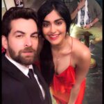 Adah Sharma Instagram - With the multitalented @neilnitinmukesh (actor, photographer, painter ,editor, everythinger) and Director @naman.n.mukesh caught on camera touching his beard with wonder thinking ," I'm so lucky to have such amazeng beauteefuls to shoot song for 16hrs vot ay wonderful, ay lovely" #BypassRoad . P.s. this isn't Ur usual romantic song ..there is a biiig twist 🙃