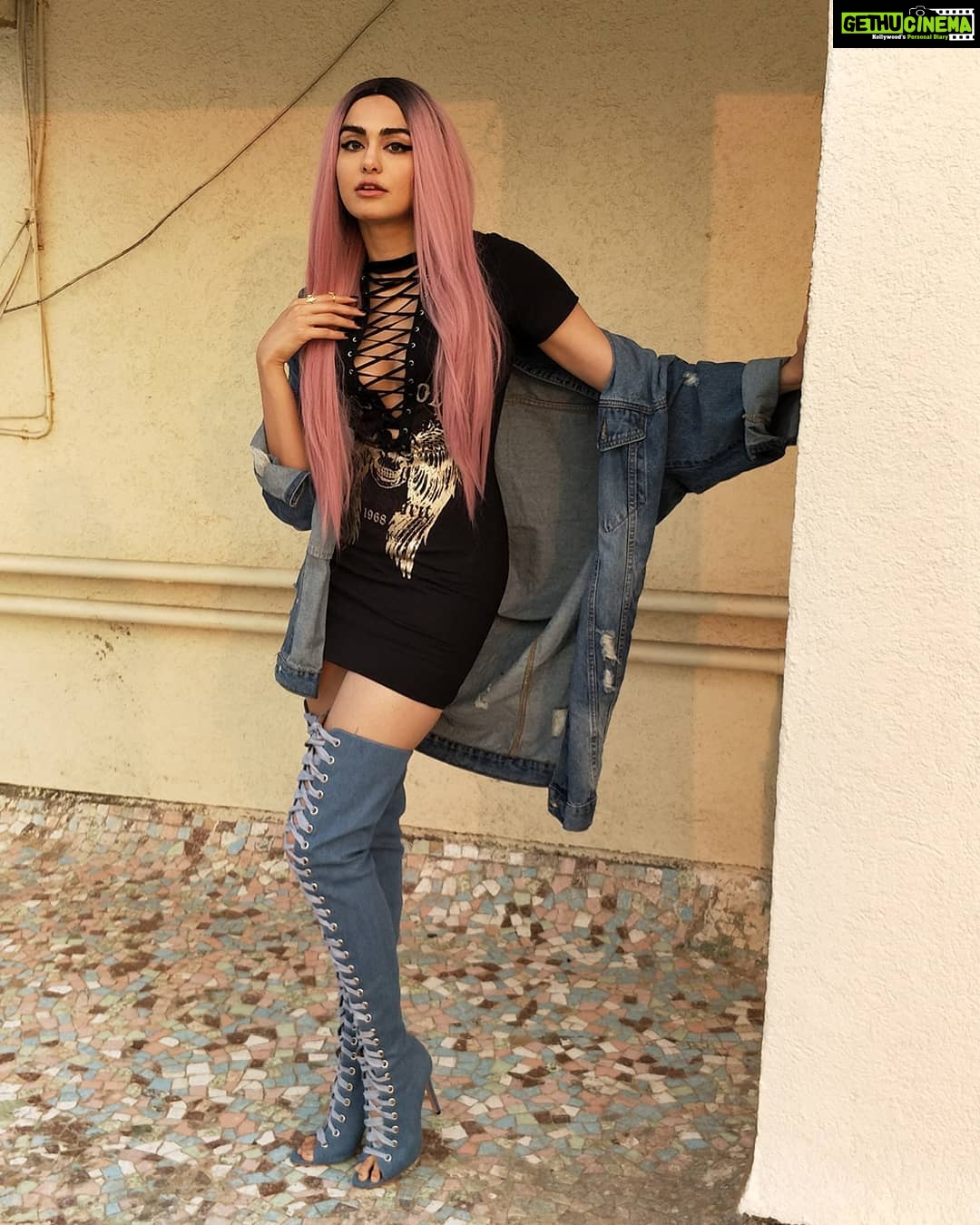 Adah Sharma Instagram - Tonight for #nfba2018 #feminabeautyawards My Thank You speech for this look !!! Thank u @divya_bawa7 for being fun and mad and a super stylistπ Thank u @snehal_uk for the hair and confidence π€π And my mother who didn't flinch when I stepped out of the house dressed like this πππ€ and mostttt importantly the adah fan clubs who encourage all the madness I do πππππ Dress: @zooomberg rings : @shazeindia denim jacket: @riverisland Boots: @topshop
