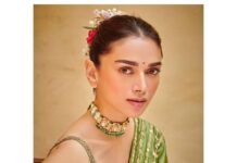 Aditi Rao Hydari Instagram - 💚 'Mandana' by @punitbalanaofficial 💄- @eltonjfernandez 🥻- @stylebyami 📸 - @thehouseofpixels Managed by - @ssubberman #MandanaByPunitBalana #ThePunitBalanaWoman #SpringSummer2021