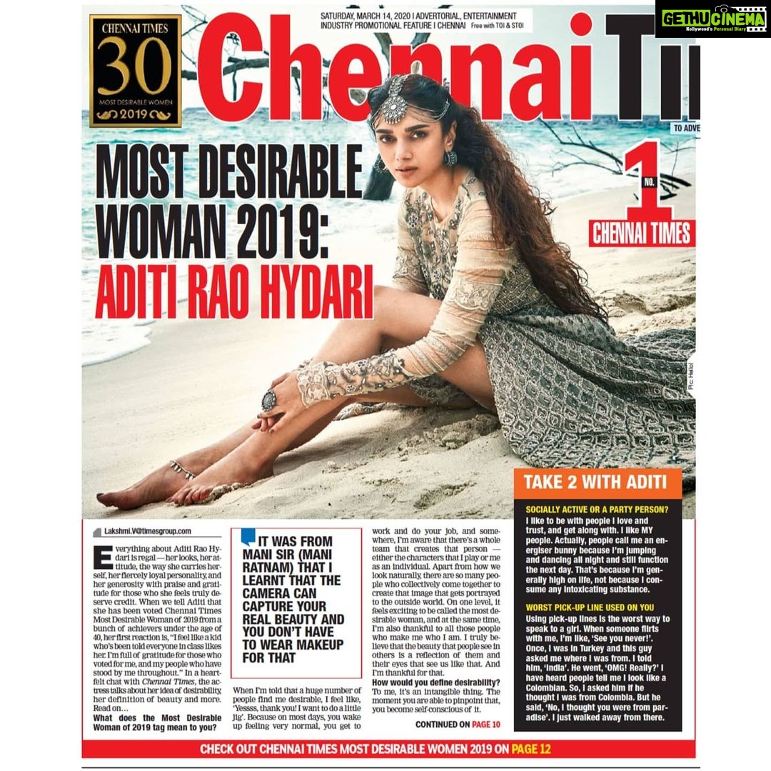 Aditi Rao Hydari Instagram - 🤎 #ChennaiTimesMostDesirableWoman2019