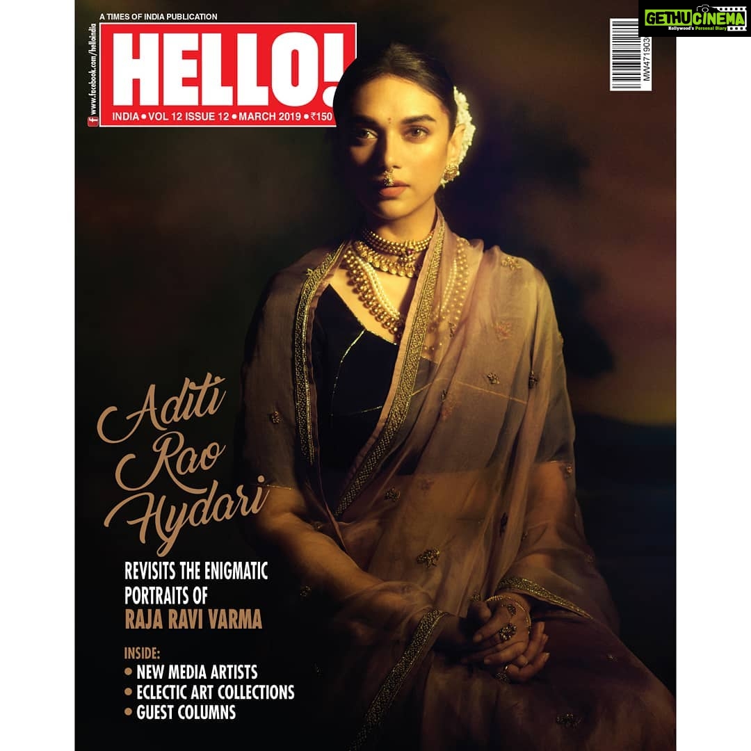 Aditi Rao Hydari Instagram - A painting brought to life... ‘Lady in the Moonlight’ Such a Surreal experience recreating these paintings that have inspired filmmaker’s, asthetes, and artists of all kinds... the father of modern Indian art, who broke tradition with his conviction in the beauty of his art. Our ode to the iconic Raja Ravi varma. @hellomagindia #TarunVishwa #SanjayGarg #CoverGirl #MarchIssue