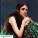 Aditi Rao Hydari Instagram - How beautiful is this! thank you @jharoka_art.... ❤️ see for yourselves peeps- the photograph, and this amazing painting of it! #portrait #fanart