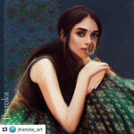 Aditi Rao Hydari Instagram – How beautiful is this! thank you @jharoka_art…. ❤️
see for yourselves peeps- the photograph, and this amazing painting of it! #portrait #fanart