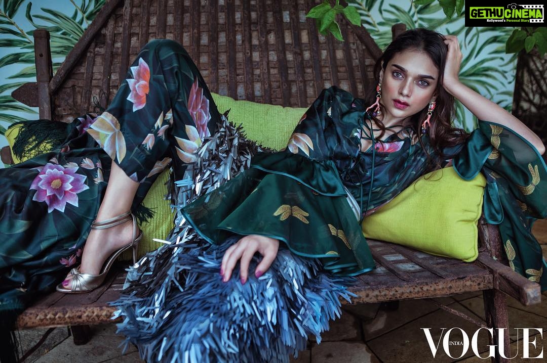 Aditi Rao Hydari Instagram - Tropical paradise. 🌸🌼❤️ On @vogueindia #May 2018 issue. Photographed by: @errikosandreouphoto Styled by: @anaitashroffadajania HMUA: @eltonjfernandez @forrestlesssleepers, @431_88, @manoloblahnikhq, @antonheunis,@worldofnilaya #Vogue #Tropical #Paradise #Shoot #Beauty #Glam #InstaPic