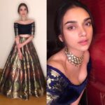 Aditi Rao Hydari Instagram – Wearing @manishmalhotra05 after sooooooii long… love love love… thank you maniiiiiiiiiish and @mahesh_notandass 
Lou you @sanamratansi 
#lastnight #textile #handicraft #tradition #virushka #reception