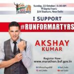 Akshay Kumar Instagram - Extend your support for the real life heroes of @bsf_india , register now on www.marathon.bsf.gov.in! I support #RunForMartyrs, do you?