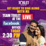 Akshay Kumar Instagram – ‪Get ready to sing along with me LIVE today on my Facebook page at 2.30 pm. Hope to see you all there :) @toiletthefilm @psbhumi ‬