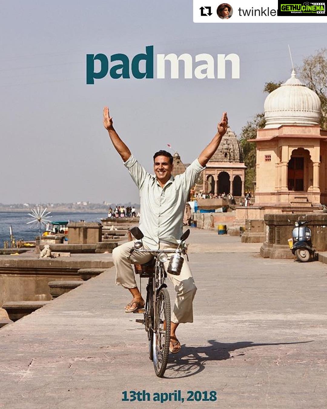 Akshay Kumar Instagram - Mark your calendars! Mrsfunnybones Movies and R. Balki's Padman releasing on 13th April, 2018! #Repost @twinklerkhanna Pad-up and get ready for MrsFunnybones Movies and R. Balki's Padman -April 13,2018 @akshaykumar @sonamkapoor @radhikaofficial @kriarj