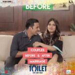 Akshay Kumar Instagram – From love to marriage to toilet! Watch to know what happens to couples before and after marriage. Video link in bio. #ToiletEkPremKatha @missmalini @toiletthefilm @psbhumi