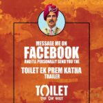Akshay Kumar Instagram - ‪Want the #ToiletEkPremKathaTrailer personally from me? Message me on my Facebook page and get a surprise as well :)‬ Link in bio