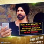 Akshay Kumar Instagram - Share your #Singhfie (Singh + selfie) with the hashtag on Twitter.com/SIBTheFilm or singhisbliingthefilm@gmail.com & the most impressive one gets to meet me :)