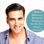 Akshay Kumar Instagram – 7 million Akkians on #Facebook! Thank you for the love :) #blessed