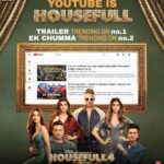 Akshay Kumar Instagram – It’s a Housefull of trendsetters on @youtubeindia! #Housefull4 trailer trending at No. 1 and #EkChumma at No. 2! Thank you for the love 🙏🏻