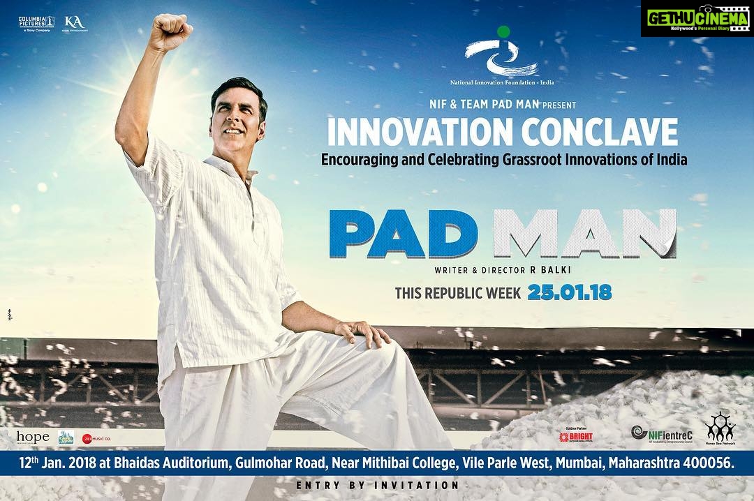 Akshay Kumar Instagram - It's time to celebrate the grassroot innovators of our country as we launch #OSaaleSapne with them at the Innovation Conclave in association with NIF - India. Catch Team #PadMan tomorrow at Bhaidas Auditorium. @padmanthefilm @sonamkapoor @radhikaofficial @twinklerkhanna @sonypicturesin @kriarj #RBalki #25Jan2018
