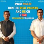Akshay Kumar Instagram - I'll be live on my Facebook page with the real #PadMan tomorrow from IIT Bombay's Mood Indigo. Don't forget to join us tomorrow at 12:00 noon. @sonamkapoor @radhikaofficial @twinklerkhanna @sonypicturesin @kriarj #RBalki #26Jan2018