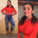 Alia Bhatt Instagram - Interviews today!!!! Styled by @stylebyami and @shnoy09 and make up by @uday101 !!!