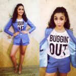 Alia Bhatt Instagram – Today in a short suit custom made by @goyalkanika !!! @stylebyami @ayeshadevitre @vardannayak @stylebyami #ShaandaarPromotions #Shaandaar #BugginOut