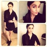 Alia Bhatt Instagram – Promotions begin.. Today wearing BARE IN BLACK shirt dress and BALENCIAGA shoes #HumptySharmaKiDulhania #July11th