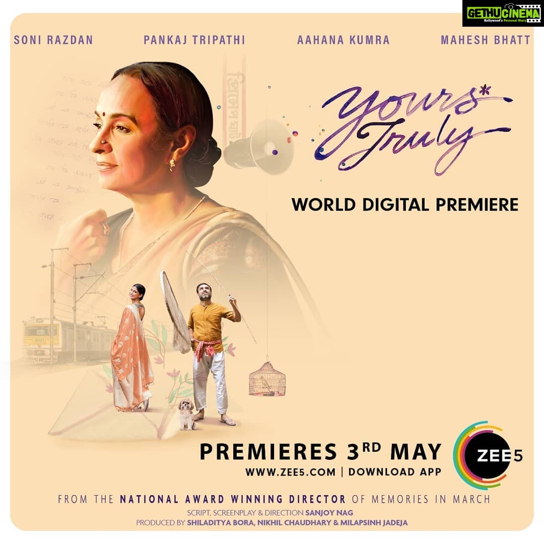 Alia Bhatt Instagram - In the age of screens and hashtags, she smells of old school love letters. A unique & an unconventional tale of love and romance #YoursTruly premiering 3rd May on #ZEE5