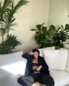 Amy Jackson Instagram - Front row comfy for the virtual #AlbertaFerretti FALL/WINTER 2021 show #FW21