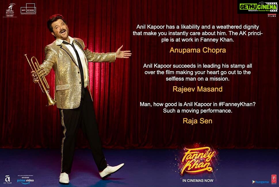 Anil Kapoor Instagram - Overwhelmed by all the love #FanneyKhan is receiving. Thank you everyone 🎺🎺 #FanneyKhanInCinemas @aishwaryaraibachchan_arb @rajkummar_rao @divyadutta25 @itspihusand @tseries.official @fanneykhanfilm @romppictures @AtulManjrekar #VirenderArora #NishantPitti