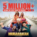 Anil Kapoor Instagram - 5 million #Mubarakans from all around the world!! Thank you all for viewing & loving the #MubarakanTrailer!! This just made my day!
