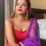 Antara Biswas Instagram - There Is Beauty In Simplicity…. #sunday #festive #vibes #red #indian #outfit #lovingit #ootd #happyme 📸: @deepakpathak663 Wearing: @avsr.official Earrings: @muskaan_designer_jewellery Thank you @riitushivpuri ji for sending this beautiful 🤩 outfit which made my festive Look more colourful n bright…