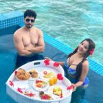 Antara Biswas Instagram - You @vikrant8235 And Me ❤️💜…. How about Some Floating Breakfast Baby 😍😍…. #livingmydreams #love #life #floatingbreakfast #cocoonmaldives #happy #best #vacation #memories #lifetime #maldives #enjoylife At @youandmemaldives 👙: @angelcroshet_swimwear You & Me Maldives