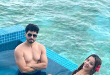 Antara Biswas Instagram - You @vikrant8235 And Me ❤️💜…. How about Some Floating Breakfast Baby 😍😍…. #livingmydreams #love #life #floatingbreakfast #cocoonmaldives #happy #best #vacation #memories #lifetime #maldives #enjoylife At @youandmemaldives 👙: @angelcroshet_swimwear You & Me Maldives