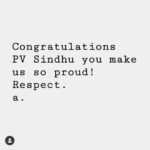 Antara Biswas Instagram - Congratulations... @pvsindhu1 ... Proud Moment 💪🏻