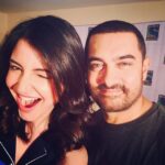 Anushka Sharma Instagram – Reconnecting with PK 😉 at the TV premier shoot 🎭 #AamirKhan #PK