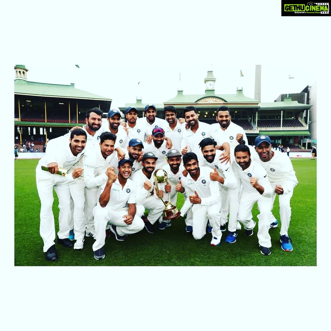 Anushka Sharma Instagram - They came. They conquered !! History written and created by this bunch !! Huge congratulations to all players, coaching unit and support staff ; it takes undying perseverance & solid conviction to focus on what’s important and shut out the rest .🇮🇳🙏 So so happy and proud of you my love @virat.kohli ❤️