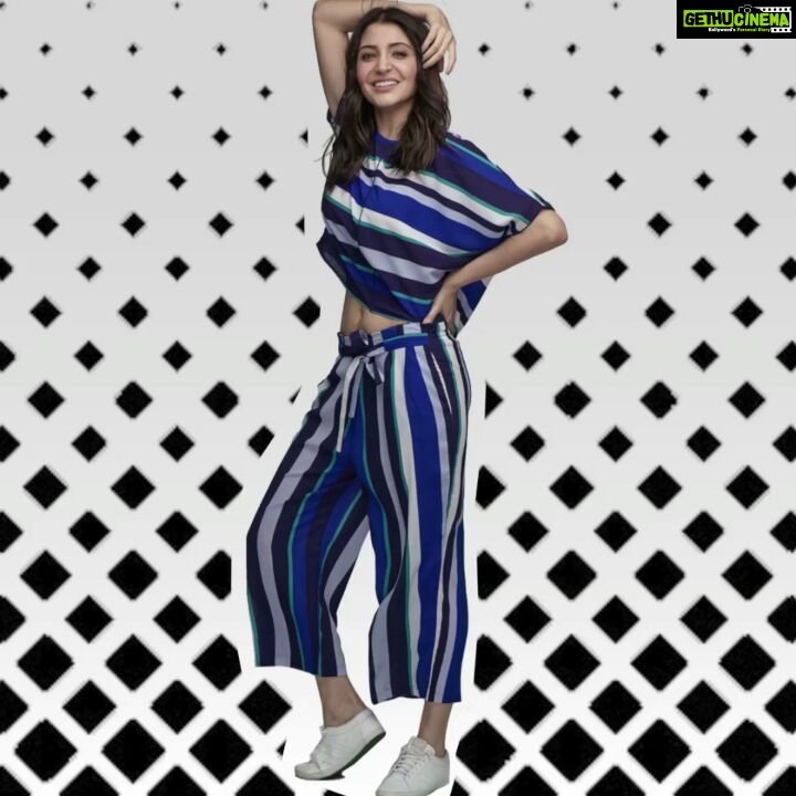 Anushka Sharma Instagram - Stripe it up! This #NUSH look is available on @myntra at www.myntra.com/nush @nushbrand (Clickable link in bio)